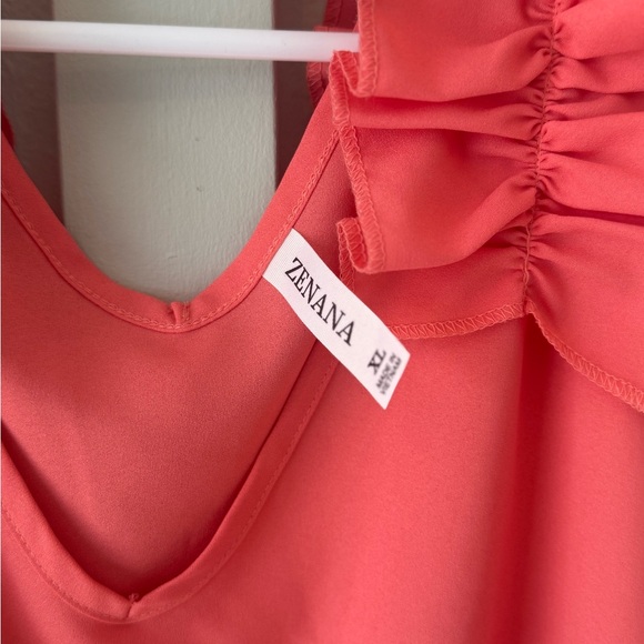Zenana Outfitters Coral Ruffle Sleeve Blouse - Picture 2 of 3